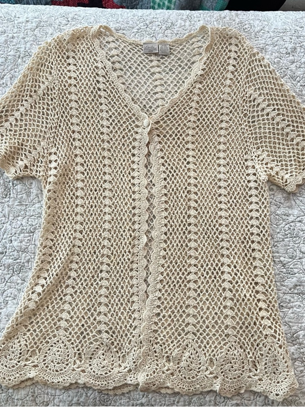 Fiorlini International Open Crochet Cardigan Natural/Cream Cottagecore Feminine